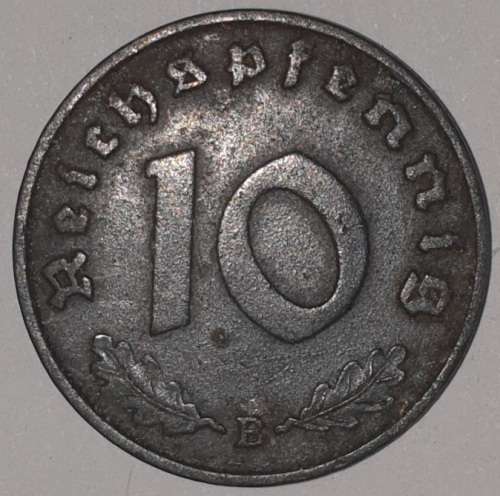 1940 B - 10 REICHSPFENNIG - GERMANY - THIRD REICH (Zinc) KM#101